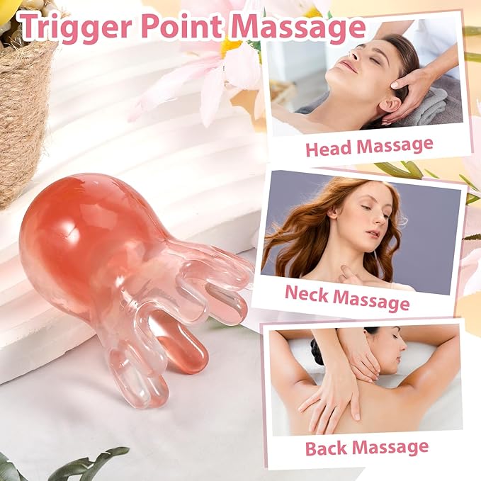 2 Pcs Scalp Massager Tool, Head Massager Comb Point Massage Comb Head SPA Equipment Acupressure Tool Scalp Scratcher with 8 Unique Points, for Heads and Body Relaxation (Pink)