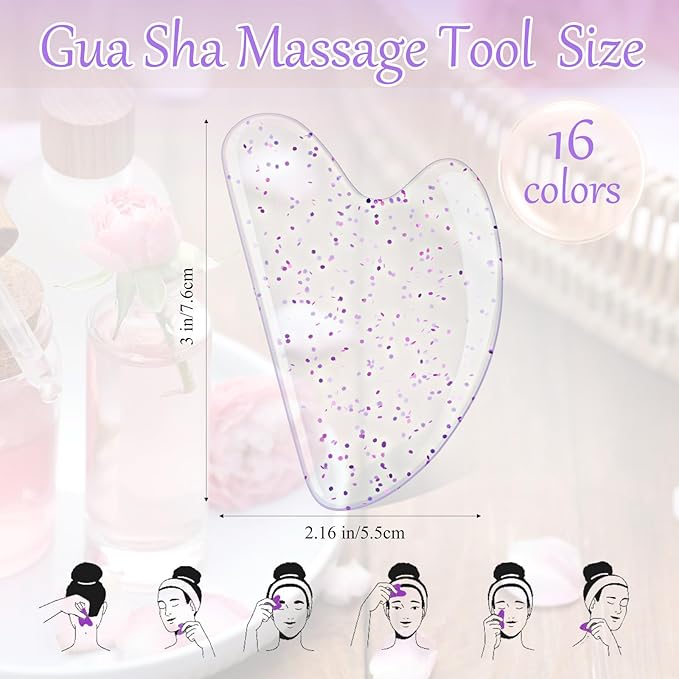 Sherr 16 Pcs Gua Sha Facial Tools Gua Sha Stone Facial Massage Tools Face Massager for Body Spa Acupuncture Relieve Muscle Tensions Puffiness (Fresh Style)