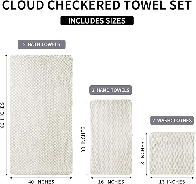Extra Large Bath Towel Set of 6 (40"x80"),Oversized Bath Sheet Super Soft Highly Absorbent Microfibers Quick Dry Luxury Shower Towel for Bathroom Spa Gym Hotel Yoga (Cream, 6Piece)