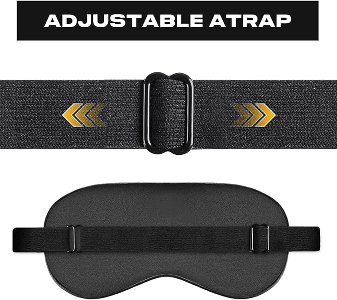 Silk Sleep Mask, Adjustable Soft Eye Cover for Comfortable Sleep & Naps, Pressure-Free, Machine Washable - Black