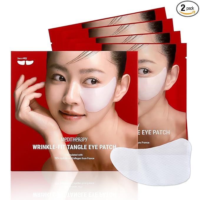 MEDITHERAPY Wrinkle-fit Tangle Eye Patch - Under Eye Patches for Dark Circles and Puffy Eyes - Eye Bags Treatment for Women - Mega Collagen Gel Pads for Puffiness - Firming & Deep Hydrating - 4EA