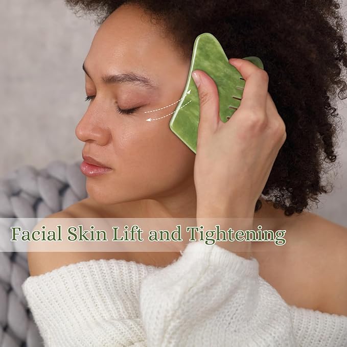 Scalp Massage Comb, Scalp Massager for Hair Growth, Head Scratcher for Itchy Scalp, Face and Body Gua Sha Tool, Meridian Brush, Natural Jade Stone