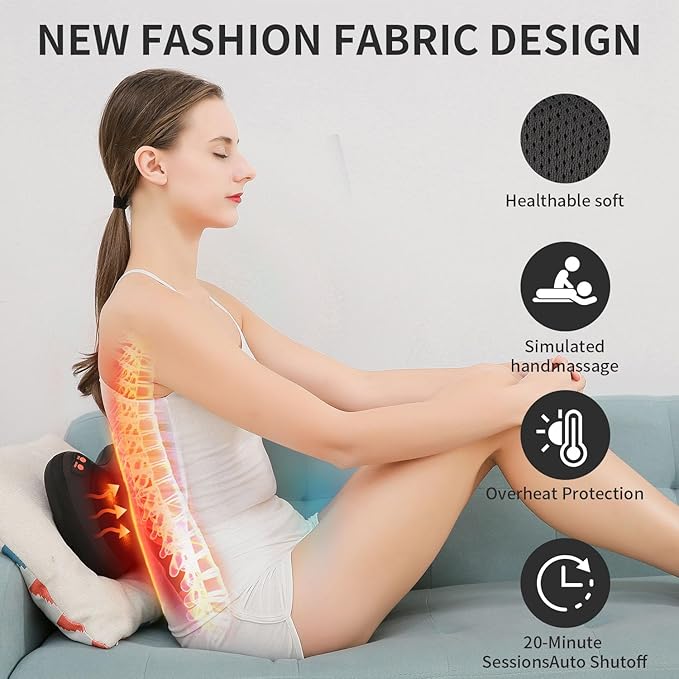 iKristin Back Massager, Shiatsu Neck Massager with Heat, Electric Back Massager for Shoulder, Back, Leg, Deep Tissue Kneading Massage to Relief Muscles, Massage Pillow for Mom/Dad/Women/Men M