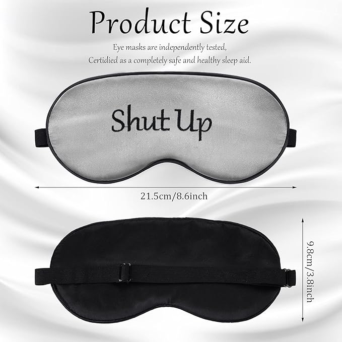 8 Pieces Funny Sleep Mask Silk Eye Mask with Adjustable Strap Soft Cute Blackout Blindfold Eye Cover for Women Men Full Night's Sleep, Travel, Nap, Meditation(Classic Colors)
