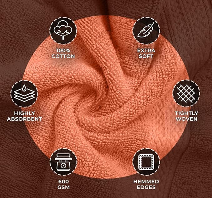 Avalon Towels Orange Bath Towels Set of 4 pcs (27x54 inches), 100% Cotton Towel Absorbent and Quick Dry Orange Towel for Bathroom, Super Soft and Perfect for Daily Use