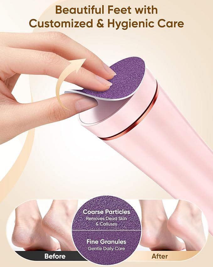 Electric Foot Callus Remover, 3-Speed Rechargeable Cordless Electronic Foot File with Moisturizing Balm, Electric Callus Remover Kit for Dead Skin, Birthday & Mothers Day Gifts for Women Mom (Pink)
