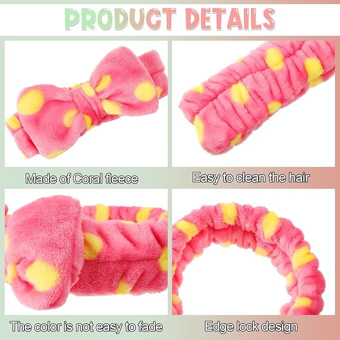 Tigeen 48 Pieces Spa Headband Bulk, Headband for Washing Face, Coral Fleece Bow Skincare Hair Band, Valentines gift for Women Shower Cosmetic Facial Makeup Mask(Multicolor,24 Styles)
