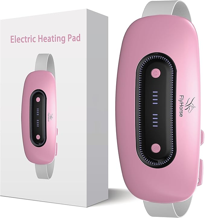 Electric Heating Pad, Portable Cordless Menstrual Heating Pad with 4 Heat Levels and 4 Massage Modes, Fast Large Heating Belly Wrap Belt for Cramps, Back Pain Relief Gifts for Women Girls Her (Pink)