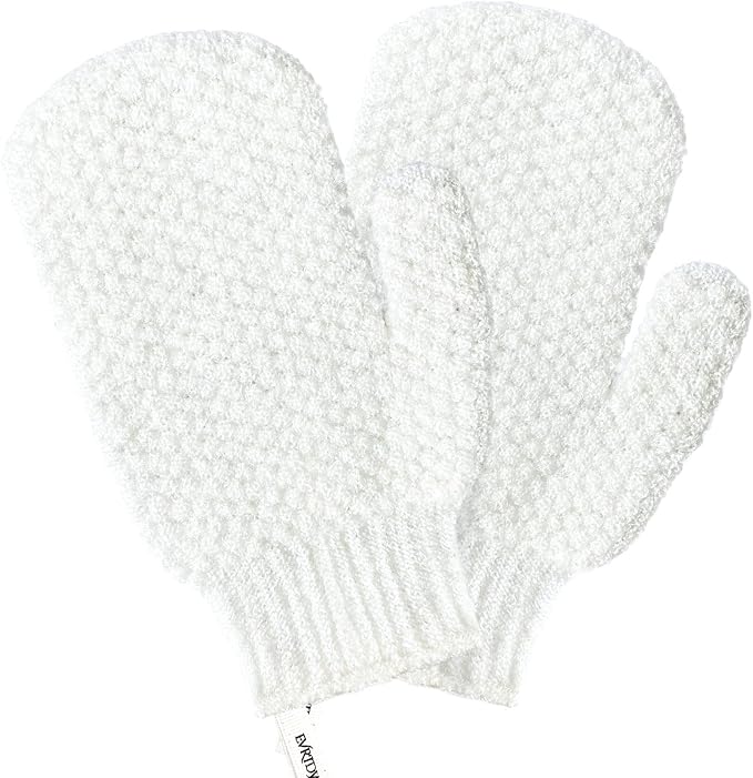 Evridwear Shower Exfoliating Mitts, Deep Cleanse Bathing Scrub Gloves Self Tan Scrubber Mitten Dead Skin Remover for Men and Women,1 Pair Light