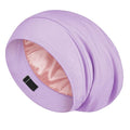LULUSILK Mulberry Silk Lined Sleep Cap, No More Frizzy Tangled Hair, Stay On All Night Silk Hair Wrap for Sleeping with Adjustable Strap, Silk Bonnet for Women and Men, Lavender, Pack of 1