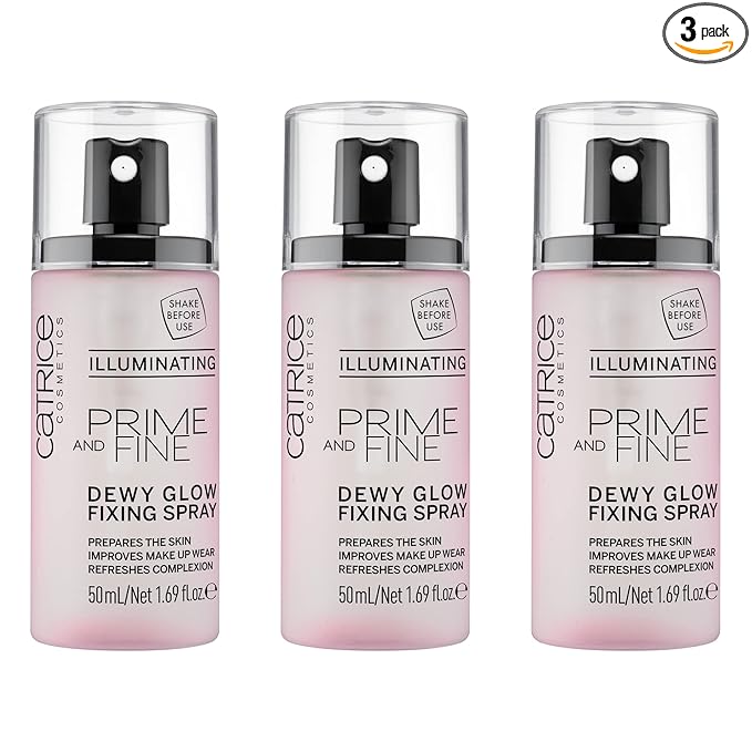 Catrice | Prime & Fine Illuminating Dewy Glow Spray | Transparent and Fast Drying Fixing Spray| Paraben Free & Vegan | Cruelty Free (Pack of 3)