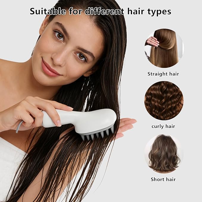 Scalp Massager with Long Handle Hair Growth, Soft Silicone Scalp Scrubber Shampoo Brush for Exfoliation, Dandruff Removal & Head Massage Stress Relax, Wet & Dry Use for Thick, Thin Hair Care