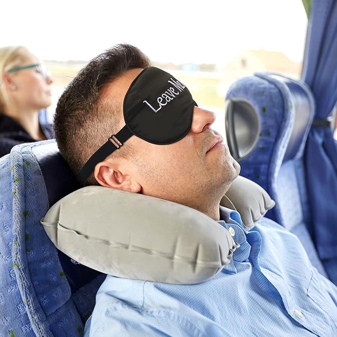 Geyoga 4 Pieces Funny Eye Mask for Sleep Soft Satin Eye Mask Blackout Blindfold with Adjustable Strap Silk Cover Out Lights for Women Men Travel, Nap, Meditation (Black, Light Blue, Pink, Gold)