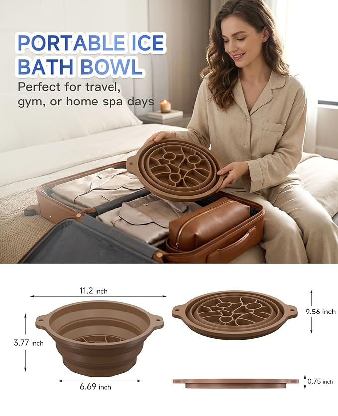 Ice Face Bowl with Built-in Ice Tray, Collapsible Silicone Facial Ice Bath Bowl for Cold Plunge Therapy, Skin Tightening & Acne Relief, Portable Spa Tool for Home & Travel Versatile Use