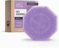Sud Scrub® Antimicrobial Silicone Face Scrubber, 1 Pack, Gentle Face Exfoliator for Sensitive Skin, Eco Friendly Facial Cleansing Brush, Exfoliating Face Brush for Men and Women (Purple)