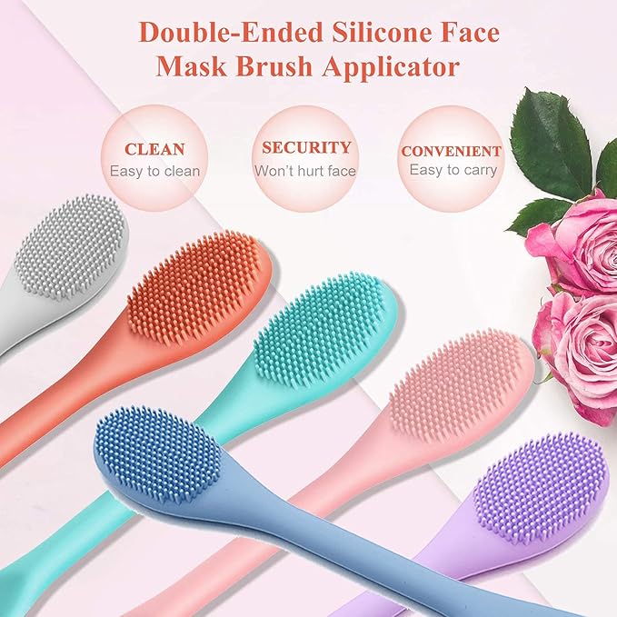 REVEX Silicone Face Mask Applicator,Face Scrubber,Exfoliating Pore Scrubber,2Pcs Pore Cleaning Brush for Blackhead Remover,Face Brush for Women Men.(PurPle+Gray)