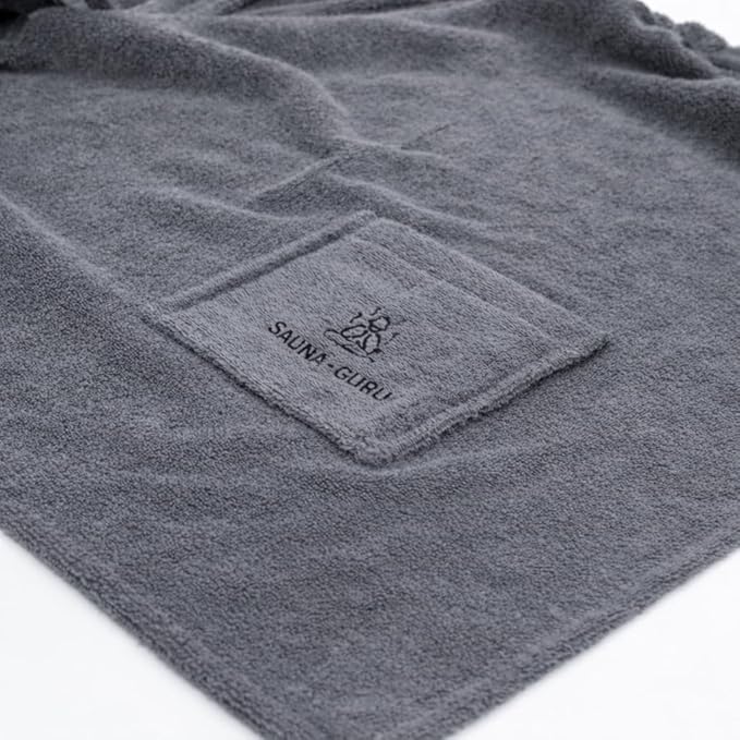 100% Cotton Sauna Kilt Towel Wrap for Men – Soft Sauna Towel for Inside Sauna, Adjustable Waist Wrap Bath Robe, Essential Sauna Accessories for Home Spa, Shower & Dry Sauna, Luxury Gift for Him, Grey