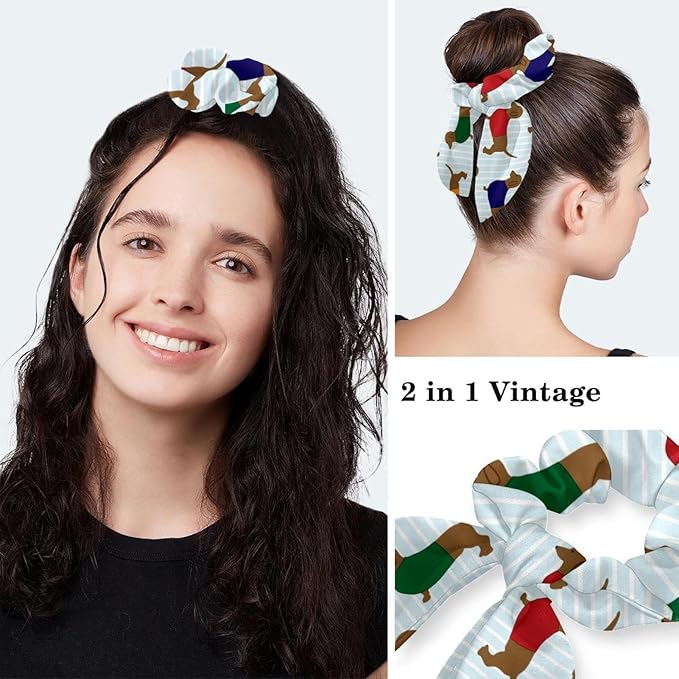 Ethnic Aztec Pattern Adjustable Scrub Cap Hat with Button, Working Hat Sweatband with Bow Hair Scrunchy for Woman