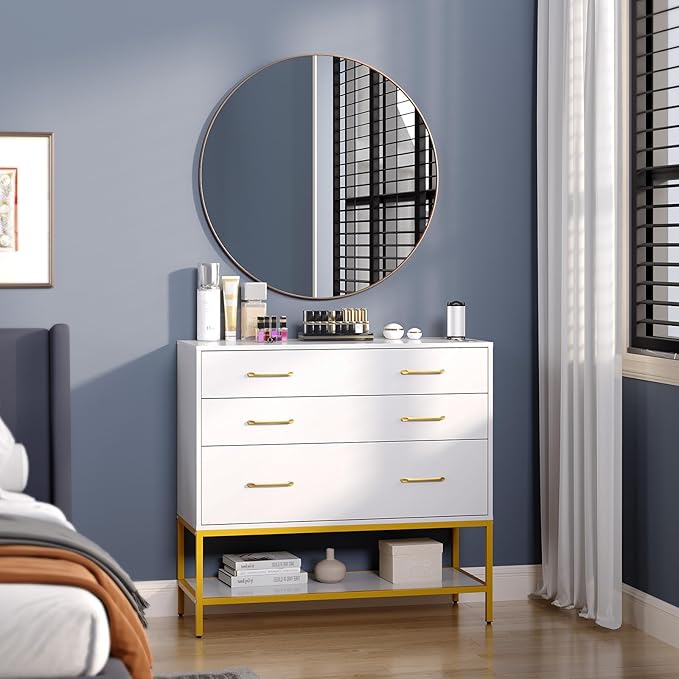 OmySalon Salon Stations for Hair Stylist, Barber Station with Mirror, 3 Drawers, Shelf & Tool Holders, Hair Storage Cabinet Organizer Table for Beauty Spa, White