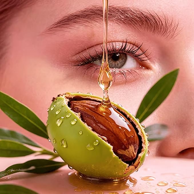 Organic Golden Castor Oil Roll-On with Rose Quartz, Jade Massage Board, Relax Anytime, Anywhere, for Brows, Lashes, Dry Skin & Face, Travel Friendly Leakproof Roller Bottle (1)