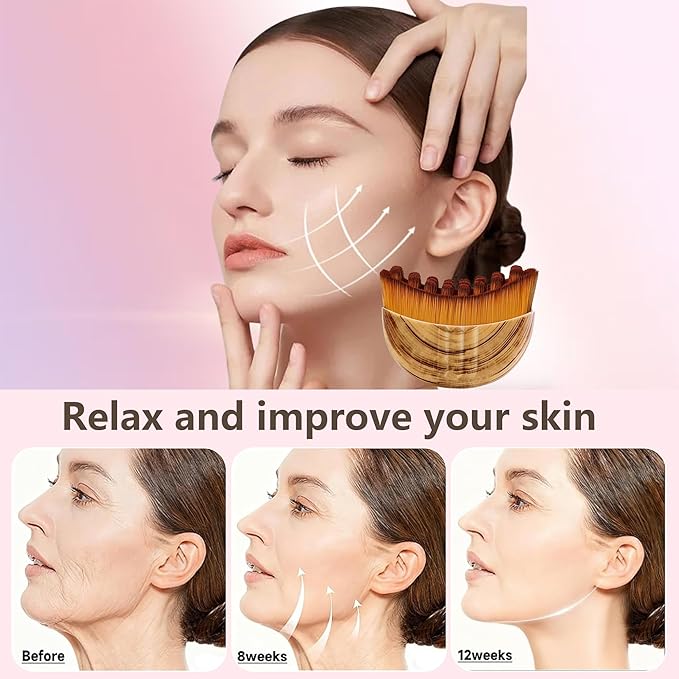Lymphatic Contour Face Brush, Super Soft Manual Lymphatic Drainage Massager for Sculpting, Relieve Fatigue & Reduce Puffiness, with Portable Case Suitable for Facial Cleansing and Massage (1-PCS)