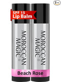 Moroccan Magic Beach Rose SPF 15 Lip Balm - Rose Vanilla | Argan Oil & Essential Oils | Family Owned | Cruelty Free | 2 Pack