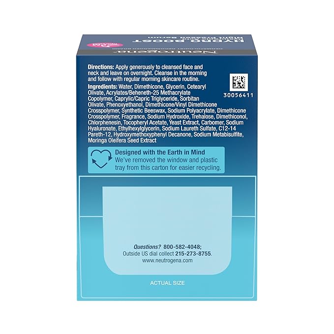 Neutrogena Hydro Boost Night Pressed Serum - with Hyaluronic Acid & Antioxidants, Hydrating Face Moisturizer that Restores & Revitalizes Skin Overnight, for Normal to Extra Dry Skin, 1.7 oz