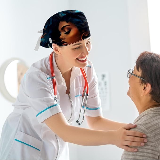 Scrub Cap with Hair Scrunchy, Ponytail Holder Surgical Cap