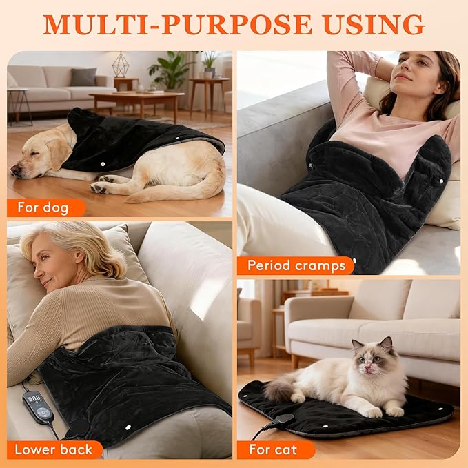 UTK 30s Fast Heating Pad, 6X Deeper Far Infrared Heating pad for Neck and Shoulders Pain Relief, 8 Heat Settings, 4H Auto-Off, Extra Large 24"x20" with Adjustable Strap, Mothers Gifts for Women