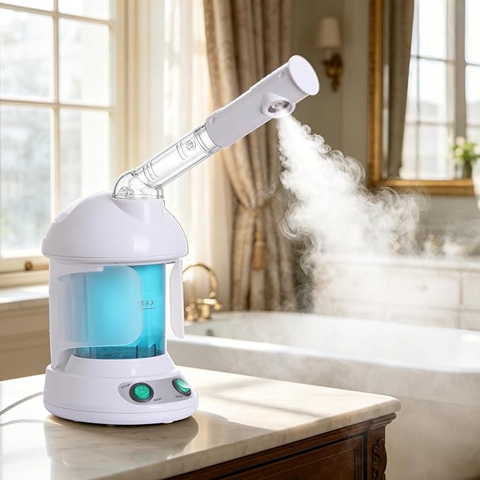 SUPER DEAL Hair Steamer PRO 3 in 1 Multifunction Ozone Facial Steamer with Bonnet Hood Attachment, Hair Therapy & Face Steamer for Personal Care Use at Home or Salon