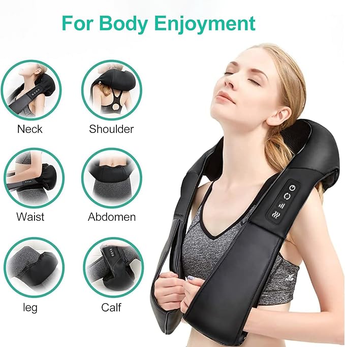 Medcursor Neck Massager - Portable Electric Neck and Back Massager with Heat, Deep Tissue 3D Kneading Pillow for Muscle Pain Relief, Ideal Father’s & Mother’s Day Gift, Not Cordless