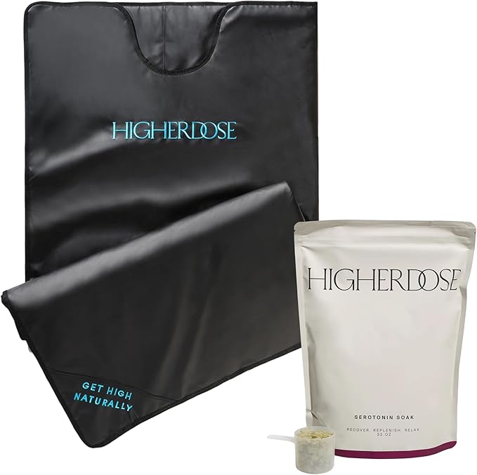 HigherDOSE Relax & Restore Duo - Infrared Sauna Blanket for Detox, Recovery & Glowing Skin + Serotonin SOAK Magnesium Bath Salts with Essential Oils for Muscle & Nerve Relief (32 oz)