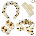 7 Pcs Spa Set, Facial Headband and Wristband Set, Skincare Accessories, College Style Girl Idea Gifts, Hair Accessories for Women and Girls（Leopard）