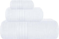 BOUTIQUO Ultra Soft 3 Pack Cotton Towel Set, Contains a Bath Towels 28x55 inch, a Hand Towels 16x24 inch & a Wash Coths 12x12 inch, Ideal Everyday use, Compact & Lightweight - White
