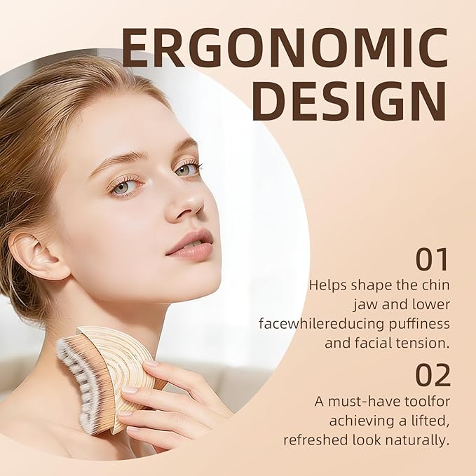 Stainless Steel Gua Sha & Lymphatic Contour Face Brush, Facial Brush for Jawline Shaper, Dry Brush For Face, Puffiness Reduction, Guasha tool for face