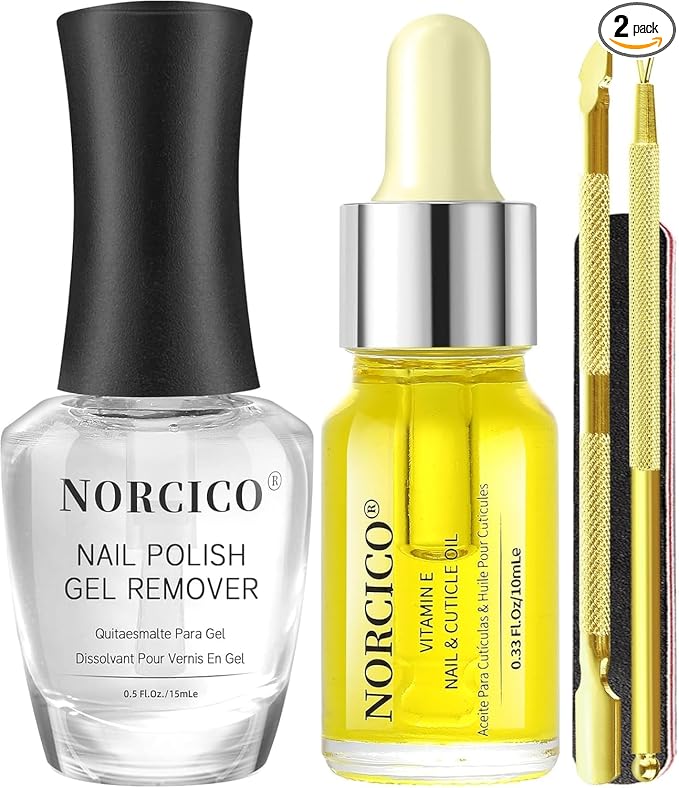 Gel Polish Remover, Cuticle Oil for Nails (10ml) & Pro-Tools, Fast-Acting Gel Nail Remover (15ml) Works in 2-5 Mins, No Soak for Salon-Quality At-Home Manicure, Gentle Formula with Moisturizing Care