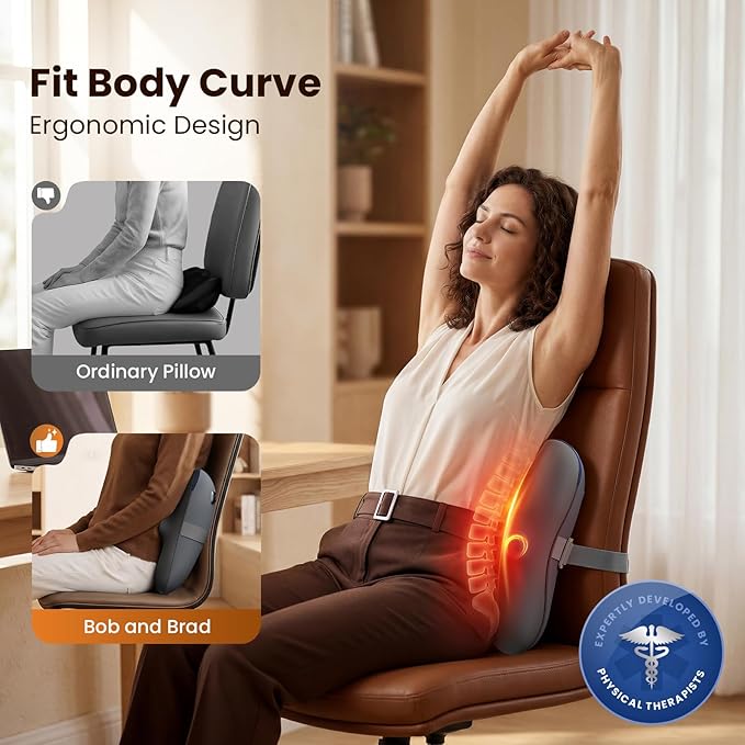 BOB AND BRAD Back Massager with Heat and Remote, EZBack Plus Shiatsu Massage Pillow with 3 Level, Kneading Deep Tissue Massage for Neck, Shoulder, Leg, Upper & Lower Back Pain Relief, FSA Eligible HSA