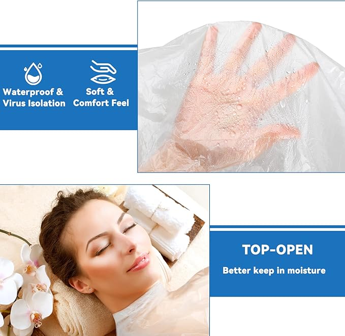 Teling 60 Pcs 60 Pcs Disposable Sauna Blanket Liners, 47x83 Inch Plastic Sheets for Body Wrap, Spa, Beauty Salon, Far Infrared Sauna, Hygienic Disposable Spa Accessories