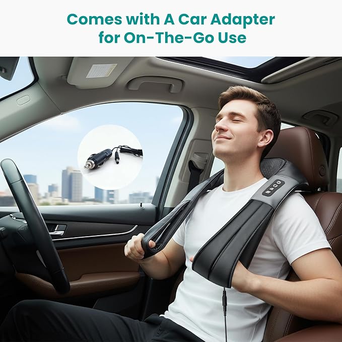 Nekteck Shiatsu Neck Massager with Heat for Pain Relief Deep Tissue, 2026 Upgraded Back Shoulder Kneading Massage Pillow with Storage Bag, Body Relaxation Gifts for Men Women Mother's Day Father's Day