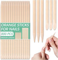 800 Pcs Orange Wood Sticks for Nails, Double Sided Multi-Use Wooden Cuticle Pusher Sticks Disposable Manicure Pedicure Tool Cuticle Stick for Nails, Eyebrow Waxing, Facial Hair Removal