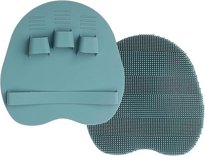 1 Pack Soft Silicone Shower Brush Body Wash Bath Exfoliating Skin Massage Scrubber, Dry Skin Brushing Glove Loofah, Fit for Sensitive and All Kinds of Skin(Eucalyptus Green)