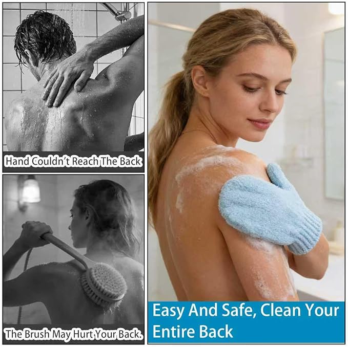 8Pcs Exfoliating Gloves -Shower Gloves - Bath and Body Exfoliator Mitts - Scrubs Away Ingrown Hair and Dead Skin - Exfoliating Gloves for Shower, Spa and Massage