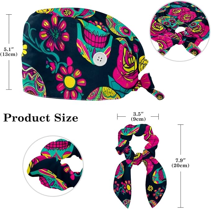 Scrub Cap, Nurse Hat, Surgical Cap with Hair Scrunchy