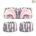 PERFECTSIGHT 2 Pack Cute Animal Headbands for Makeup Wash Shower Adjustable Elastic Hair Band for Girls and Women (Gray Cat Ear)