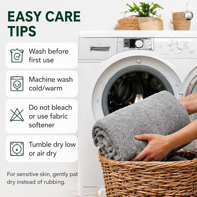 SEISSO 4 Pack Extra Large Bath Towels 63"x35", Bath Sheets for Sensitive Skin 70% Polyester 30% Viscose Fiber from Bamboo, Super Soft, Highly Absorbent & Quick Dry, Oversized Shower Towels