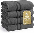 LANE LINEN 100% Cotton Bath Towels Set of 4 (28"x54") - Zero Twist, Mercerized Cotton Extra Large Bathroom Towel Sets - Quick Dry, Soft & Absorbent Grey Towels Set - Pre Shrunk, Fade Resistant - Grey