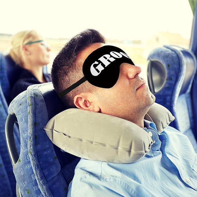 Groom Silk Eye Mask for Sleeping, Groom Black Eye Mask,Bachelorette Gifts Blindfold Adjustable Strap Night Sleep Mask for Bride Groom, Engagement Wedding Gifts Sleeping Mask Eye Cover