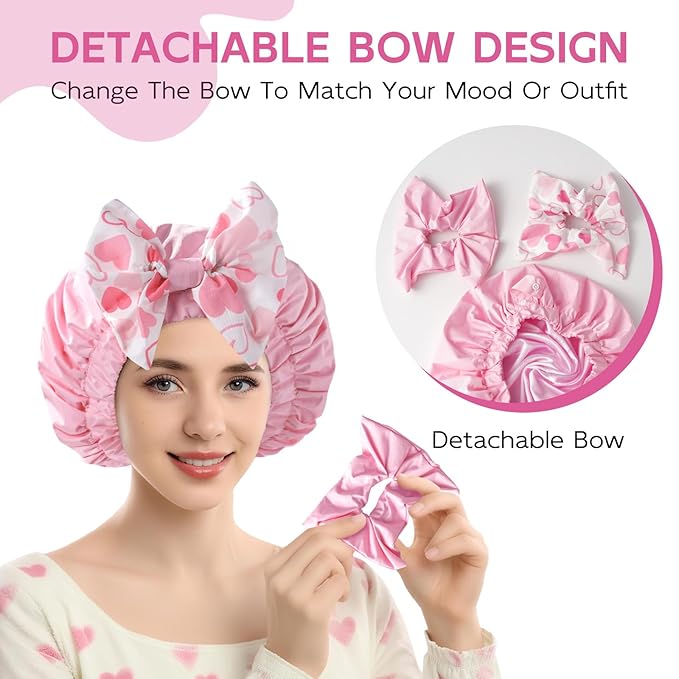 Years Calm Extra Large Shower Cap for Long Thick Hair – Waterproof Double Layer Bath Cap with Satin Lining, Secure Elastic Fit for Braids, Curls & Extensions