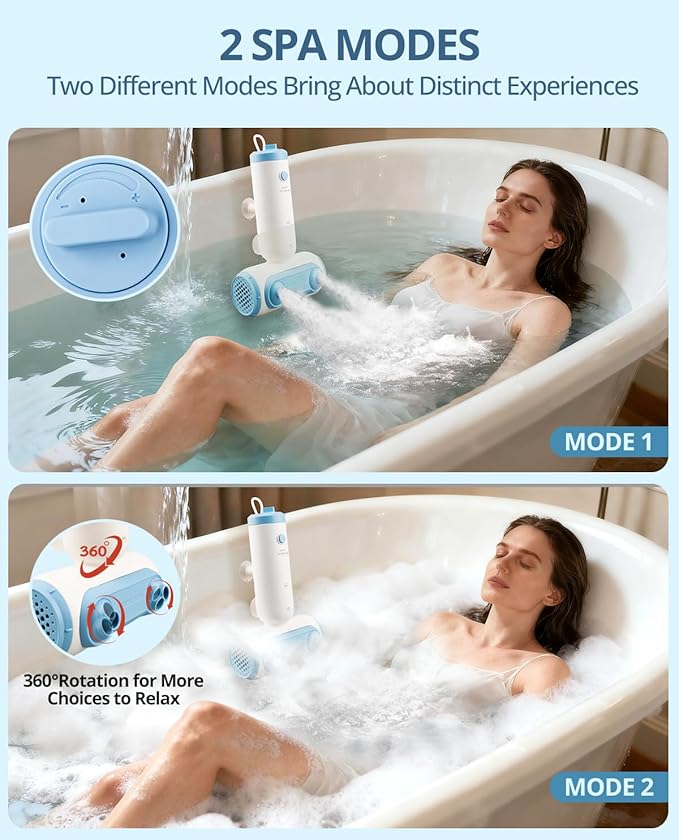 Bath Jets for Tub, Portable Jet Spa for Bathtub with Dual Hydro Jets, Bath Bubble Machine for Women Daily Relaxing Use (Blue)