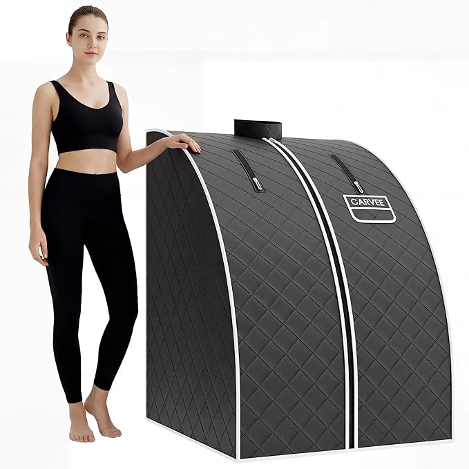 Garvee Sauna Box,Portable Steam Sauna Tent for Home,Personal Sauna Room with 1000W Steamer，Sauna Spa for Relaxation at Home, 60 Minute Timer Chair Included (Grey